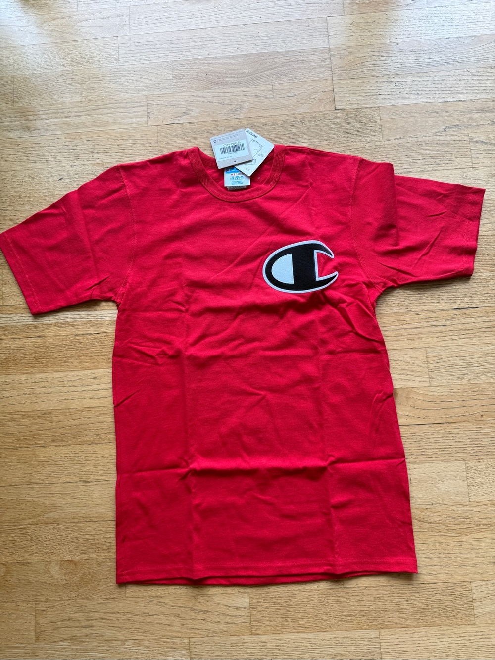 Champion Red Tee with Black & White 'C' Chest Logo